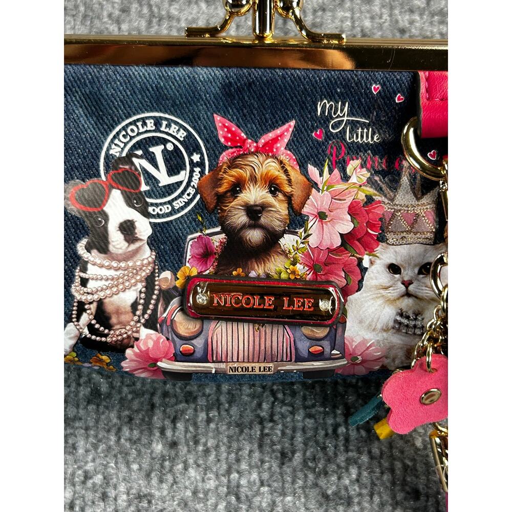 Nicole Lee USA My Little Princess Denim Coin Purse Wristlet NWT - Picture 4 of 9
